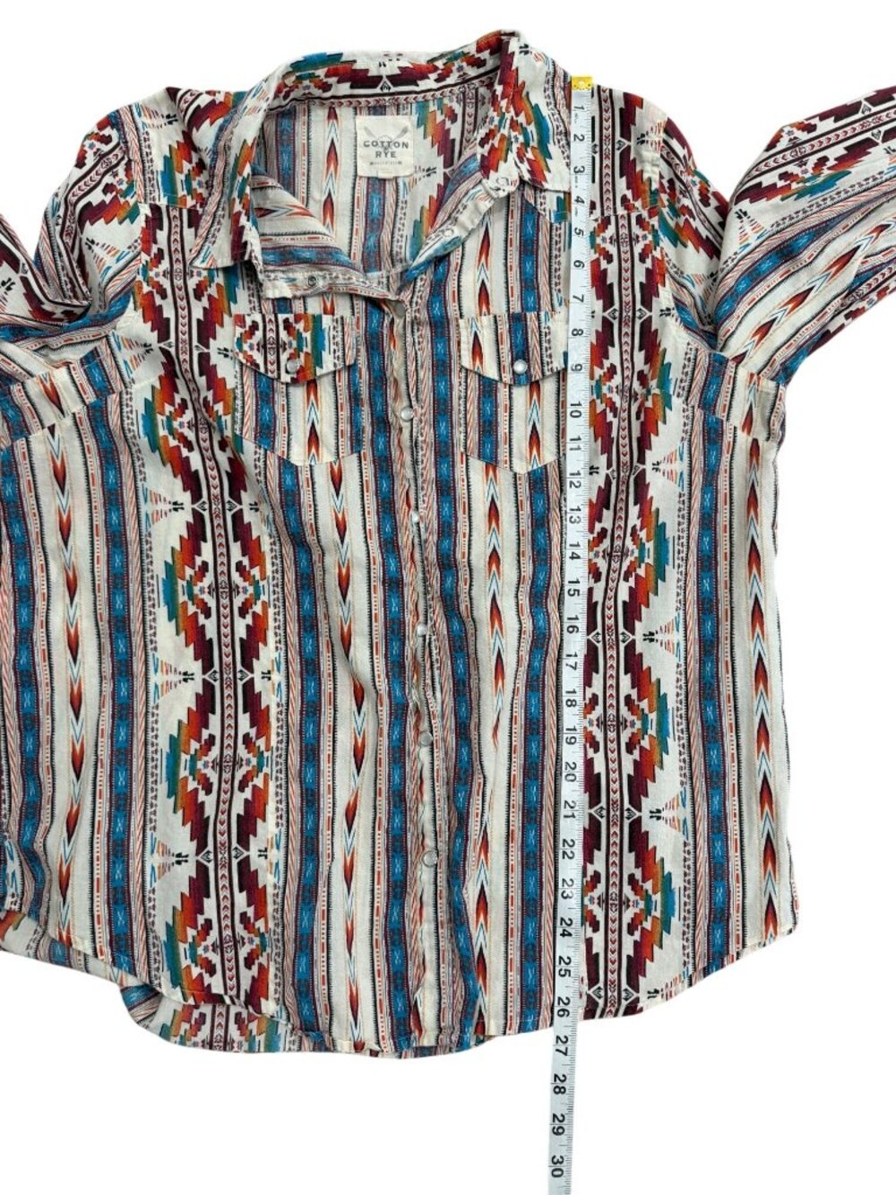 Cotton & Rye Womens XL Shirt Southwestern Pearl-Snap Aztec Long Sleeve Cotton - Picture 7 of 8